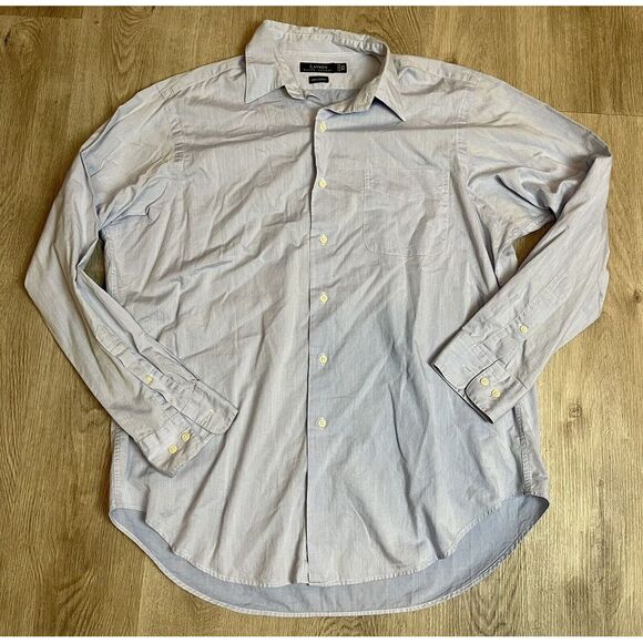 Lauren Ralph Lauren Men's 16.5 34/35 Blue Cotton Button Up Dress Shirt - Picture 1 of 7